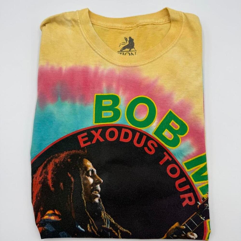 Zion rootswear Bob Marley Exodus Tour t shirt tie dye multi color.  Fits small